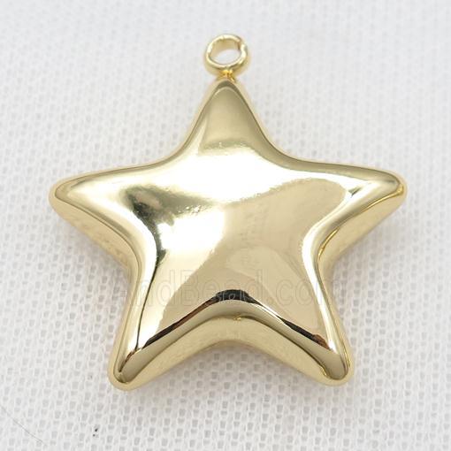 stainless steel star pendant, hollow, gold plated