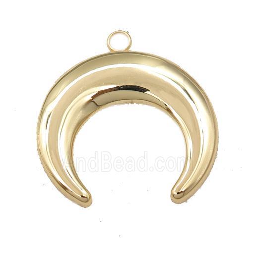 stainless steel moon crescent pendant, gold plated