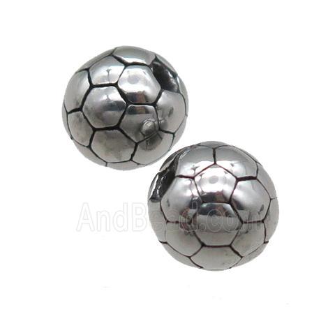 round Stainless Steel football beads Sport antique silver