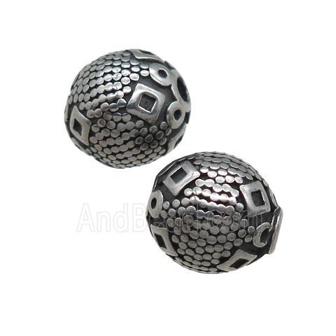 stainless steel beads, antique silver