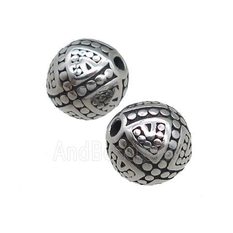 round stainless steel beads, antique silver