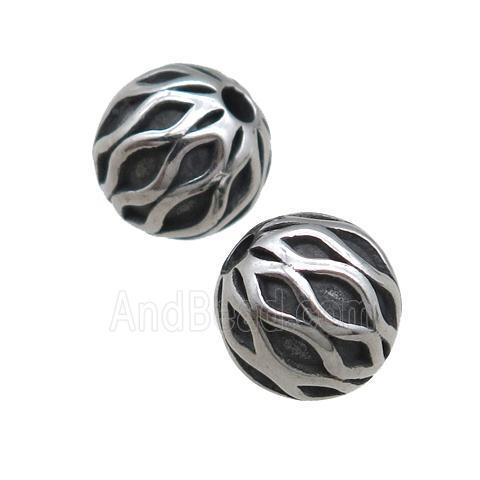 round stainless steel beads, antique silver