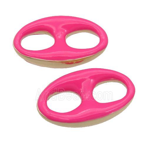 hotpink Enameling copper oval connector, pignose, gold plated