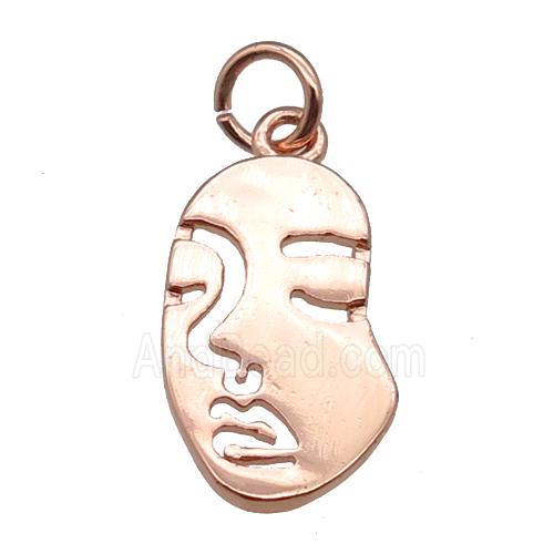copper face charm pendant, rose gold