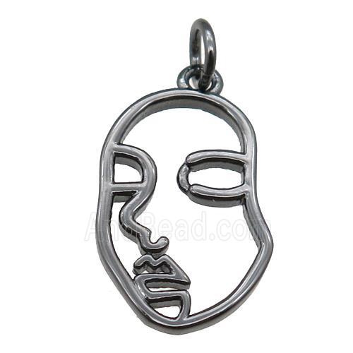 copper face charm pendant, black plated