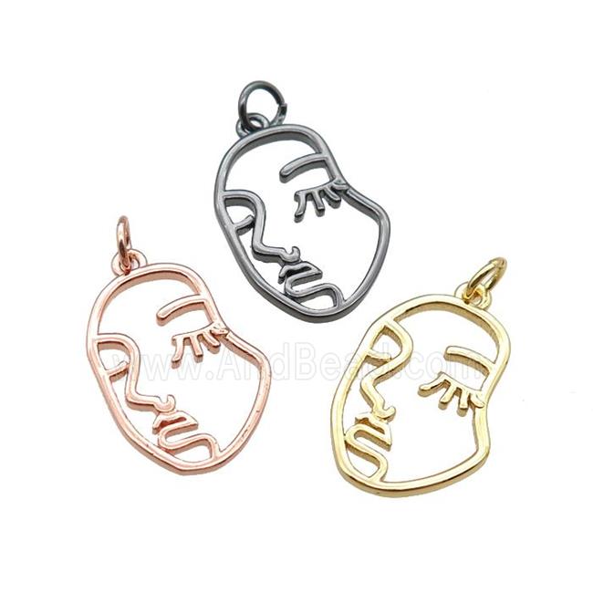 copper face pendant, mixed