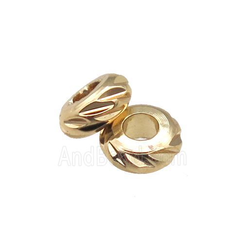 copper rondelle beads, carved, unfade, gold plated