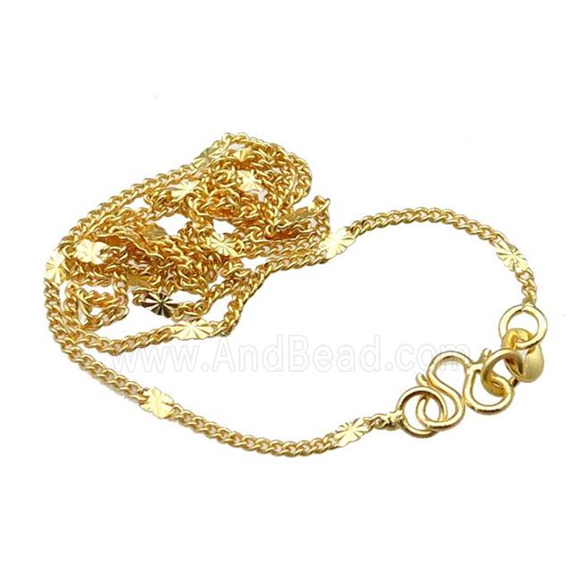 copper necklace chain, unfaded, gold plated