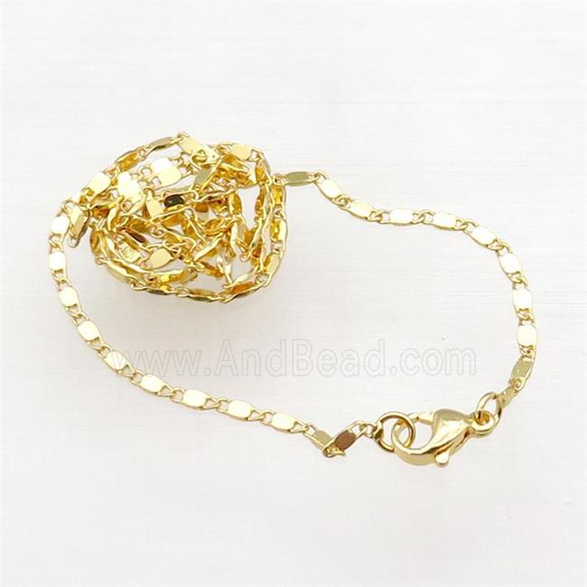 copper necklace chain, unfaded, gold plated