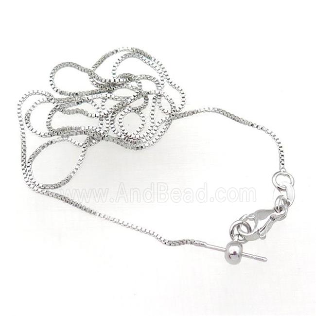 copper necklace box chain, unfaded, platinum plated