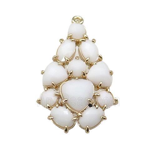 copper Tree pendant pave white Cat Eye Crystal, gold plated