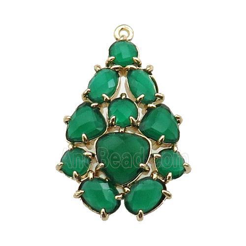 copper Tree pendant pave dp.green Cat Eye Crystal, gold plated