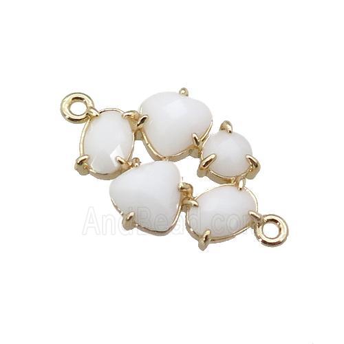 copper oval connector pave white Cat Eye Crystal, gold plated