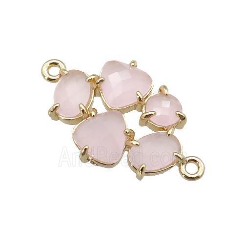 copper oval connector pave lt.pink Cat Eye Crystal, gold plated