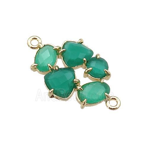 copper oval connector pave green Cat Eye Crystal, gold plated