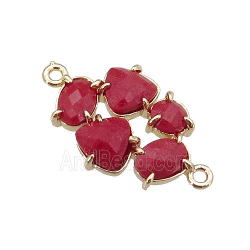copper oval connector pave red Cat Eye Crystal, gold plated