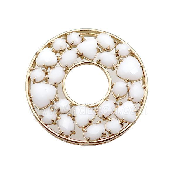 copper donut pendant pave white Cat Eye Crystal, gold plated