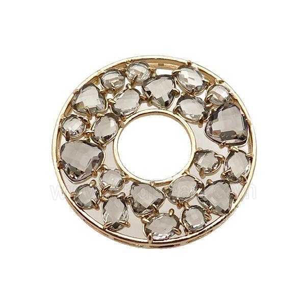 copper donut pendant pave smoky Cat Eye Crystal, gold plated