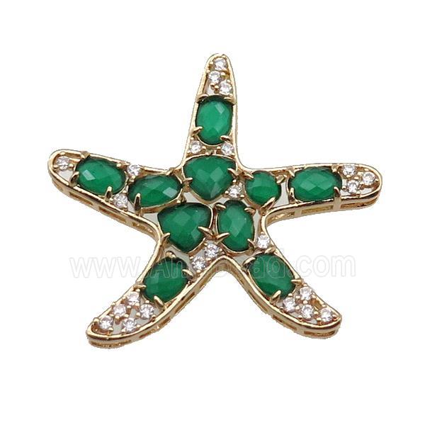 copper Star pendant pave dp.green Cat Eye Crystal, gold plated