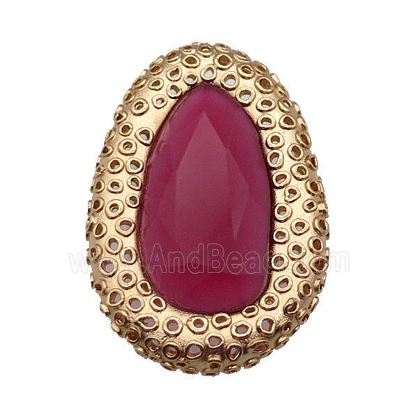 copper oval beads pave hotpink Cat Eye Crystal, gold plated