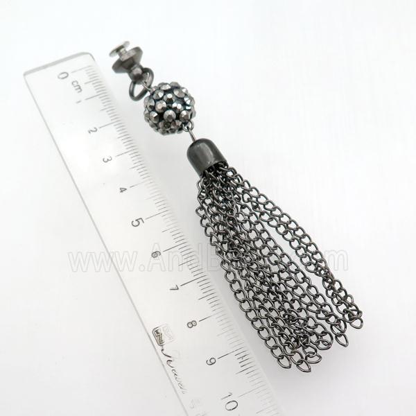 Iron Chain Tassel Pendant, black plated