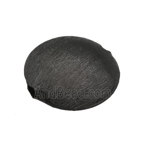 copper brushed beads, circle coin, black plated
