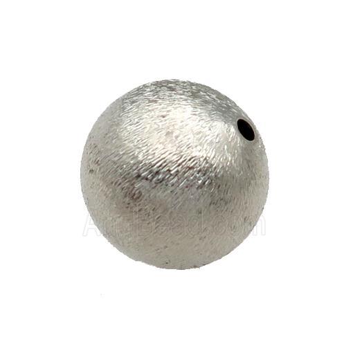 copper brushed beads, round, platinum plated