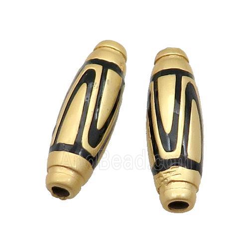 Copper Rice Beads Black Enamel Duck Gold