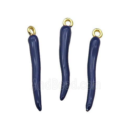 Copper Capsicum Pendant With Blue Enamel Gold Plated