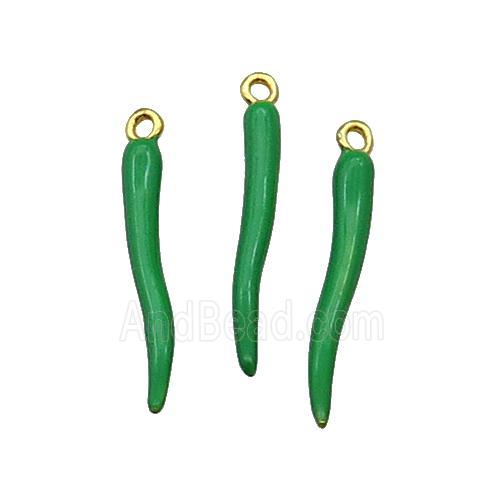 Copper Capsicum Pendant With Green Enamel Gold Plated