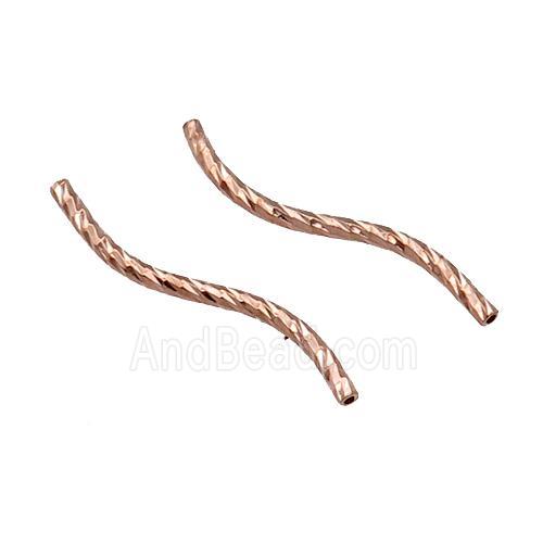 Copper Bend Tube Beads Rose Gold