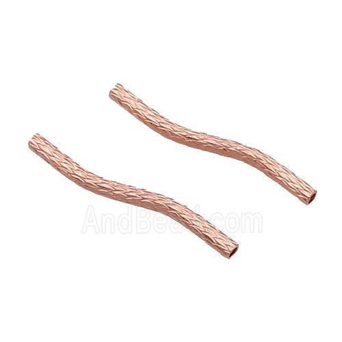Copper Bend Tube Beads Rose Gold