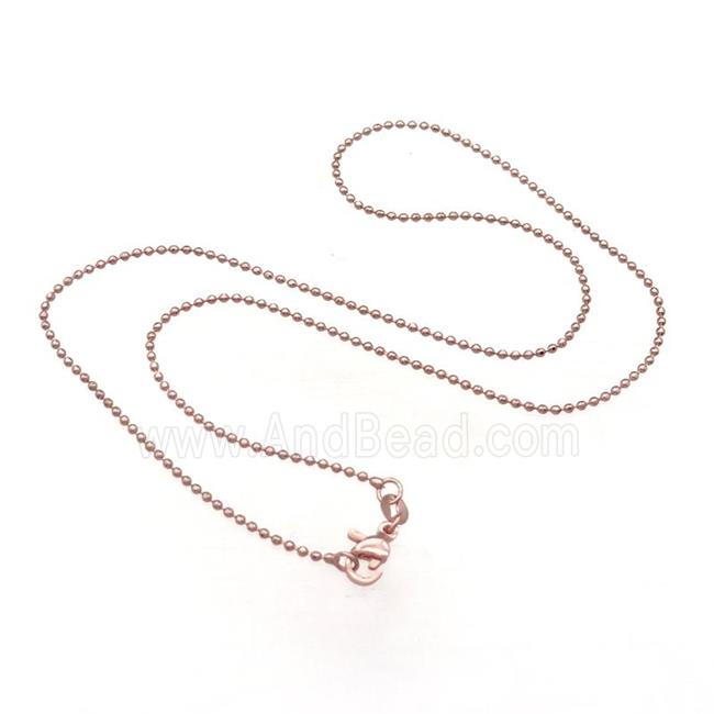 Copper Necklace Ball Chain Unfaded Rose Gold