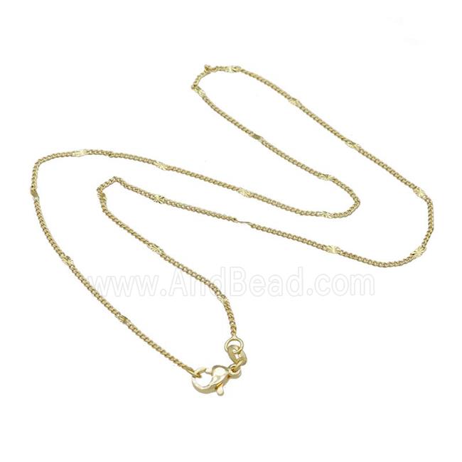 Copper Necklace Curb Chain Unfaded Gold Plated