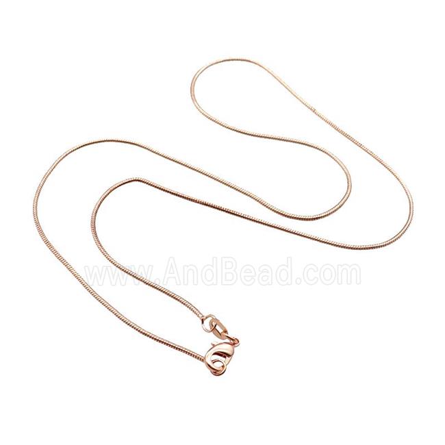 Copper Necklace Snake Chain Unfaded Rose Gold
