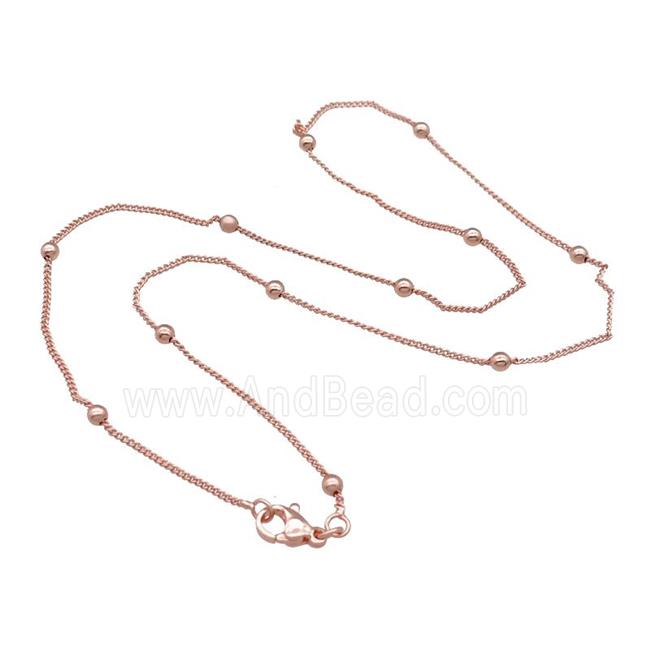 Copper Necklace Satellite Chain Curb Unfaded Rose Gold