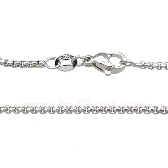 Copper Necklace Box Chain Unfaded Platinum Plated