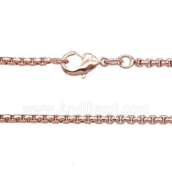 Copper Necklace Box Chain Unfaded Rose Gold
