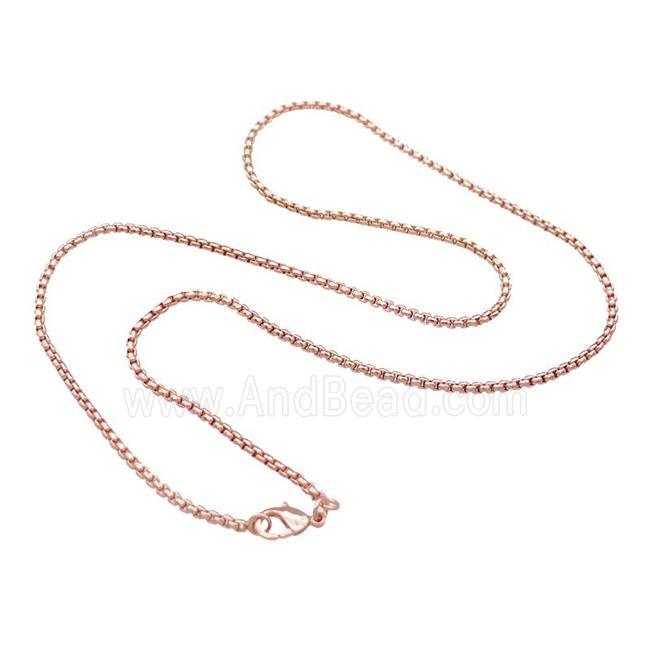 Copper Necklace Box Chain Unfaded Rose Gold