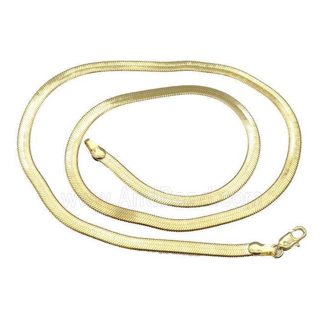 Copper Necklace FlatSnake Chain Unfaded Gold Plated
