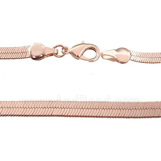 Copper Necklace FlatSnake Chain Unfaded Rose Gold