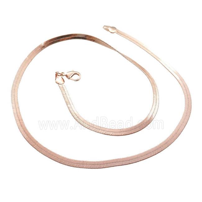 Copper Necklace FlatSnake Chain Unfaded Rose Gold