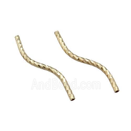 Copper Tube Beads Bend Light Gold Plated
