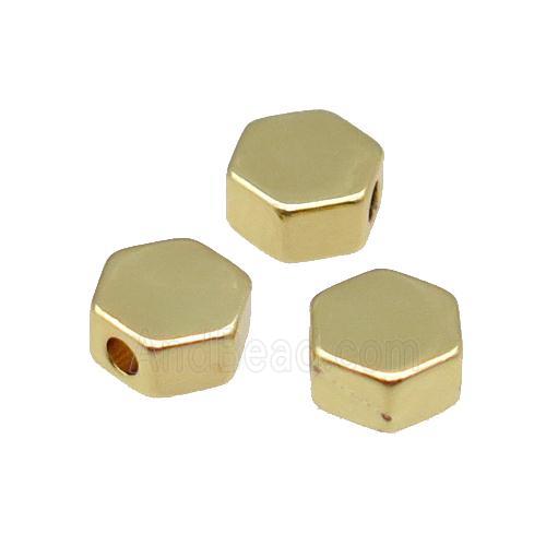 Copper Hexagon Beads Large Hole Unfade 18K Gold Plated