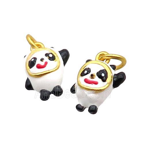Alloy BingDwenDwen Pendant Charm White Black Enamel Gold Plated