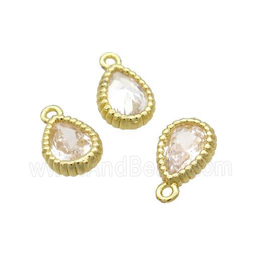 Copper Teardrop Pendant Pave Zircon Gold Plated
