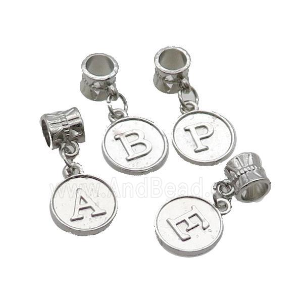 Alloy Pendant Mix Letter Platinum Plated
