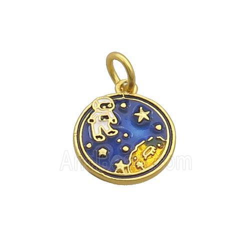 Alloy Astronaut Sky Pendant Blue Enamel Duck Gold