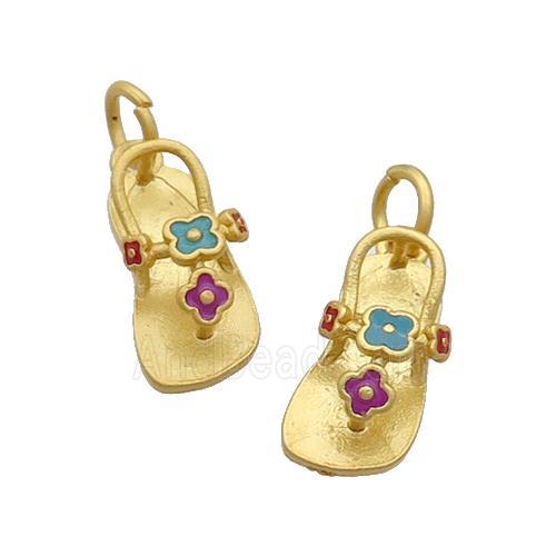 Alloy Shoes Pendant Enamel Duck Gold