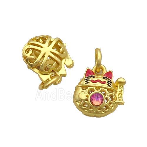 Alloy Lucky Cat Pendant Enamel Duck Gold